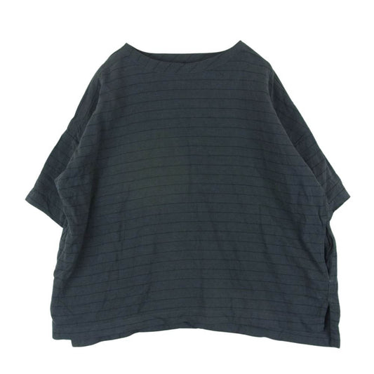 TAILOR TOYO テイラー東洋 GL38052 GOLD ゴールド LINEN BROAD STRIPE SMOCK SHIRT リネン ブロード ストライプ スモック 半袖 Tシャツ グレー系 S【中古】