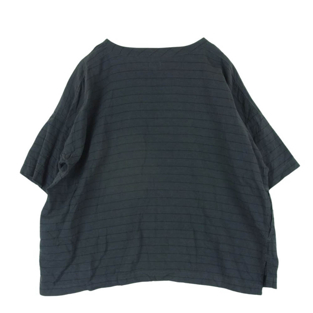 TAILOR TOYO テイラー東洋 GL38052 GOLD ゴールド LINEN BROAD STRIPE SMOCK SHIRT リネン ブロード ストライプ スモック 半袖 Tシャツ グレー系 S【中古】