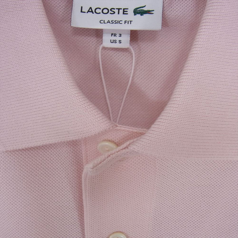 LACOSTE ラコステ ロゴ 半袖 ポロシャツ ピンク系 3【新古品】【未使用】【中古】