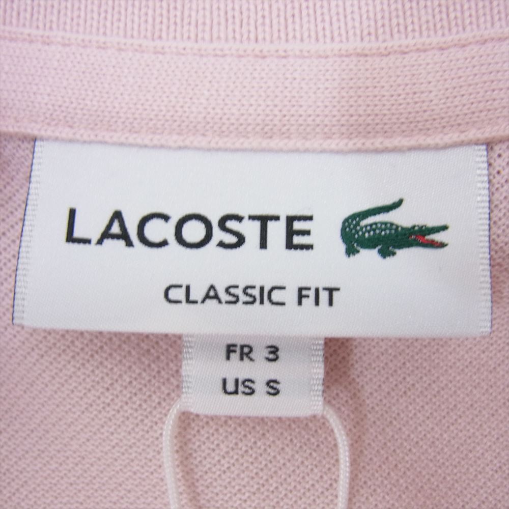 LACOSTE ラコステ ロゴ 半袖 ポロシャツ ピンク系 3【新古品】【未使用】【中古】