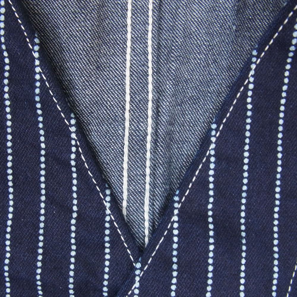 SUGAR CANE シュガーケーン SC12654 9oz WABASH STRIPE WORK VEST ウォバッシュストライプ ワーク ベスト ネイビー系 38【美品】【中古】