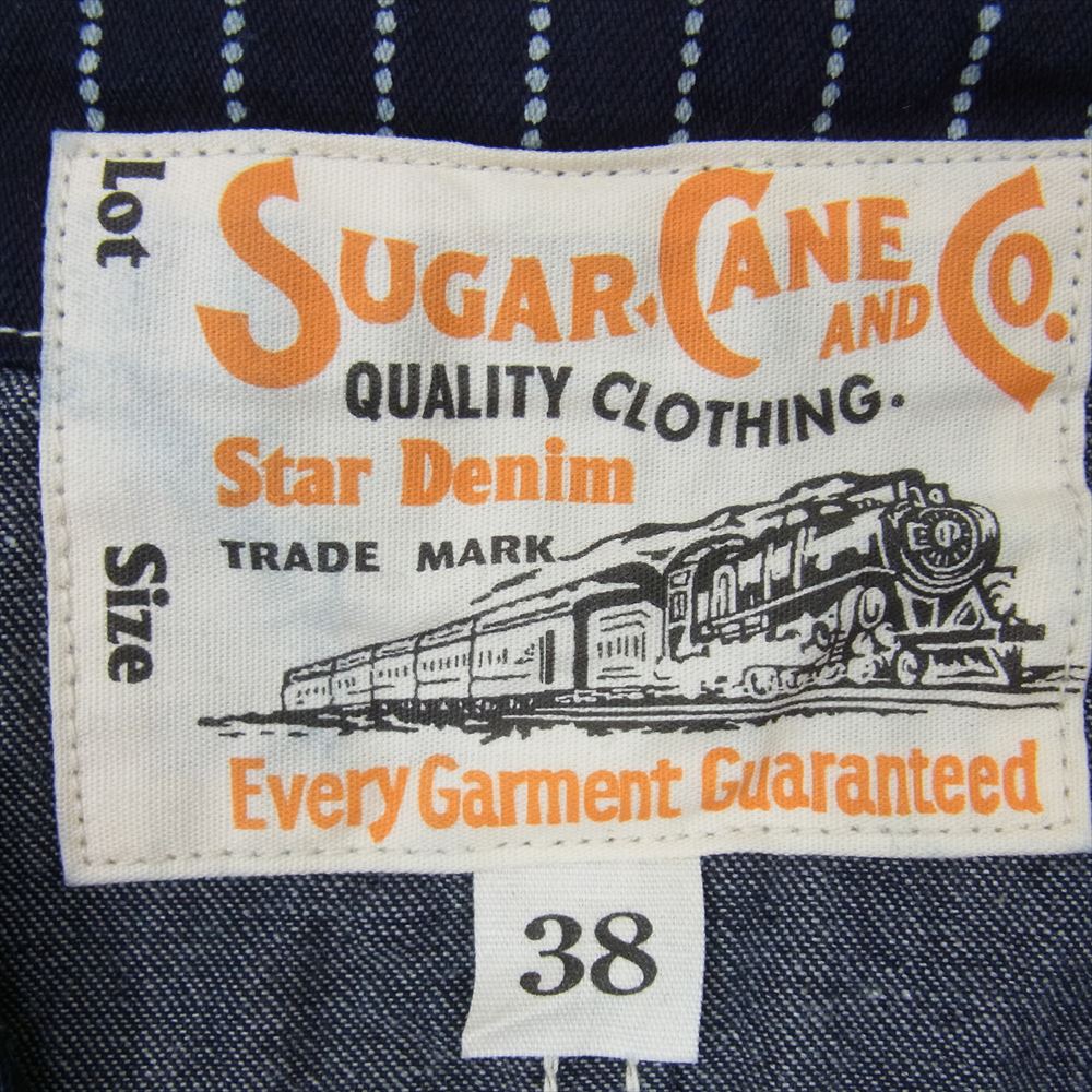 SUGAR CANE シュガーケーン SC12654 9oz WABASH STRIPE WORK VEST ウォバッシュストライプ ワーク ベスト ネイビー系 38【美品】【中古】