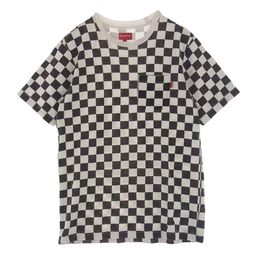 Supreme シュプリーム 17SS Pocket Tee Checker チェッカー ポケット Tシャツ 半袖  ブラック系 ホワイト系 S【中古】