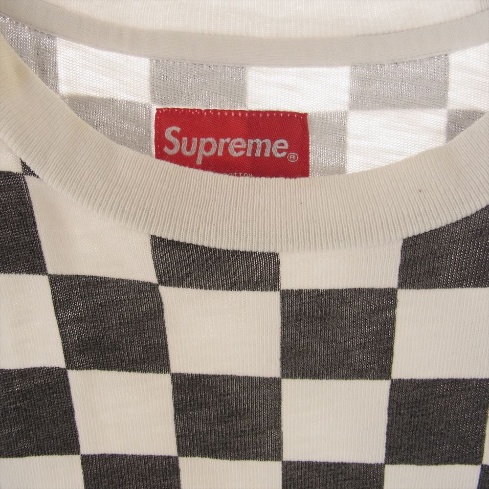 Supreme シュプリーム 17SS Pocket Tee Checker チェッカー ポケット Tシャツ 半袖  ブラック系 ホワイト系 S【中古】