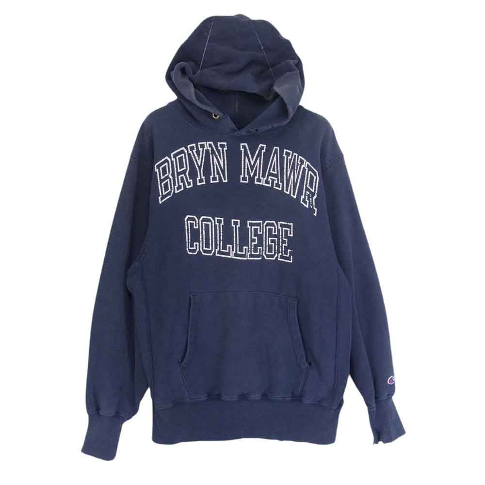 Champion チャンピオン 90s USA製 刺繍タグ カレッジロゴ REVERSE WEAVE リバースウィーブ パーカー ネイビー系 L【中古】