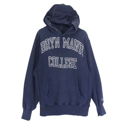 Champion チャンピオン 90s USA製 刺繍タグ カレッジロゴ REVERSE WEAVE リバースウィーブ パーカー ネイビー系 L【中古】