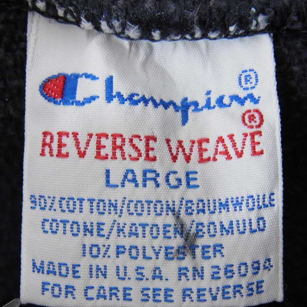 Champion チャンピオン 90s USA製 刺繍タグ カレッジロゴ REVERSE WEAVE リバースウィーブ パーカー ネイビー系 L【中古】