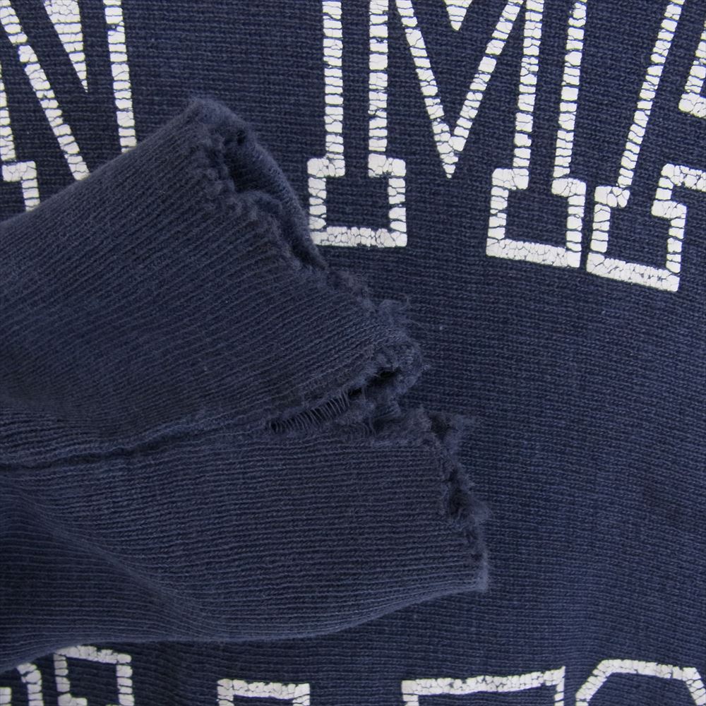 Champion チャンピオン 90s USA製 刺繍タグ カレッジロゴ REVERSE WEAVE リバースウィーブ パーカー ネイビー系 L【中古】