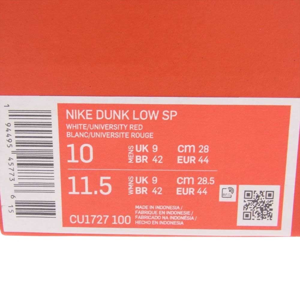 NIKE ナイキ CU1727-100 Dunk Low SP White and University Red ダンク ロー ホワイト アンド ユニバーシティレッド スニーカー レッド系 28cm【新古品】【未使用】【中古】