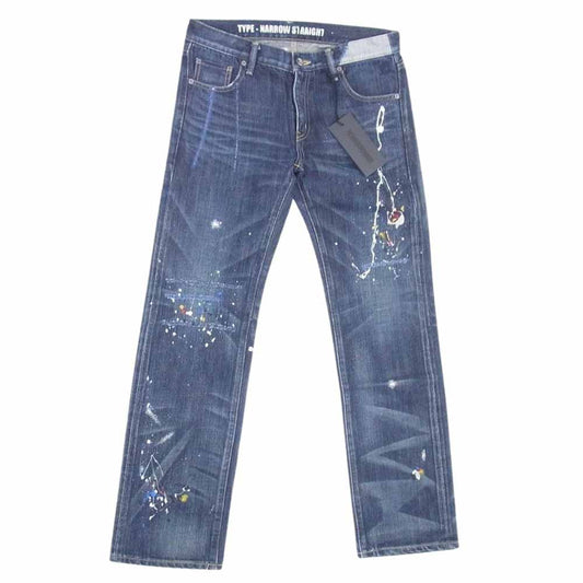 NEIGHBORHOOD ネイバーフッド DCNH-PT-M13 08EX DIRT SAVAGE NARROW DENIM ペンキ加工 ダメージ加工 サベージ ナロー デニムパンツ ジーンズ インディゴブルー系 S【美品】【中古】