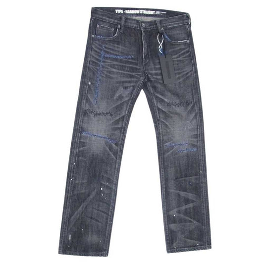 NEIGHBORHOOD ネイバーフッド 091DCNH-PTM15 09EX ANCHOR SAVAGE NARROW ナロー アンカー刺繍 ダメージ加工 サベージ ナロー デニムパンツ ジーンズ ブラック系 S【中古】