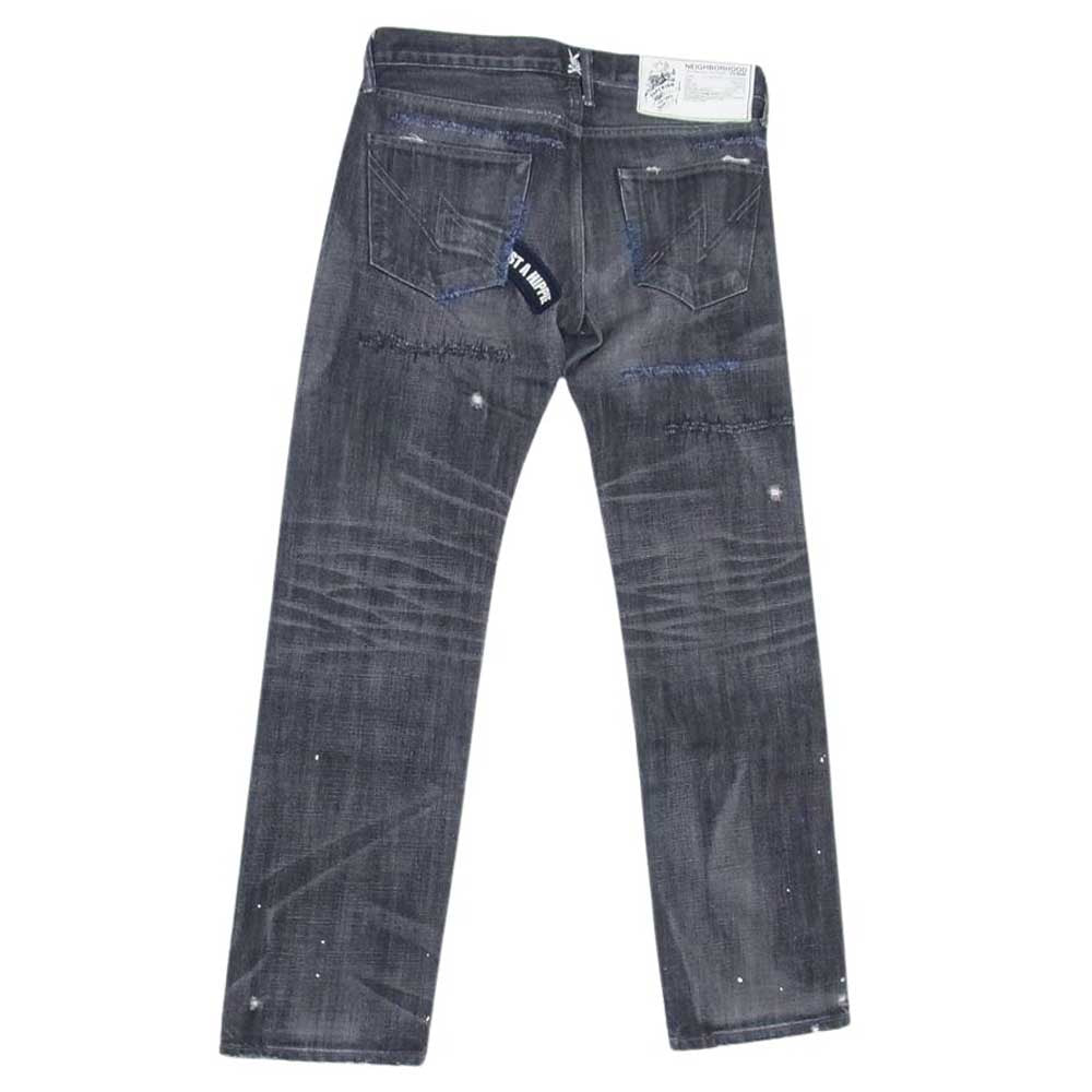 NEIGHBORHOOD ネイバーフッド 091DCNH-PTM15 09EX ANCHOR SAVAGE NARROW ナロー アンカー刺繍 ダメージ加工 サベージ ナロー デニムパンツ ジーンズ ブラック系 S【中古】