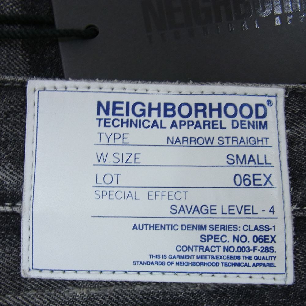 NEIGHBORHOOD ネイバーフッド DCNH-PT-10 06EX NARROW SAVAGE LEVEL-4 ナローサベージ ダメージ加工 リペア加工 デニムパンツ ジーンズ ブラック系 S【中古】