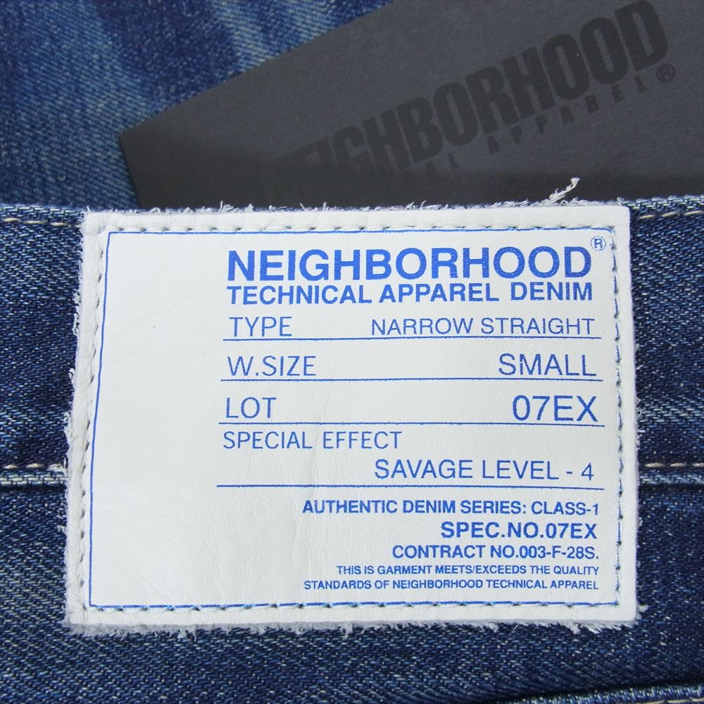 NEIGHBORHOOD ネイバーフッド DCNH-PT-09 07EX SCAB SAVAGE LEVEL-4 サベージ スキャブ ダメージ加工 デニムパンツ ジーンズ インディゴブルー系 S【中古】