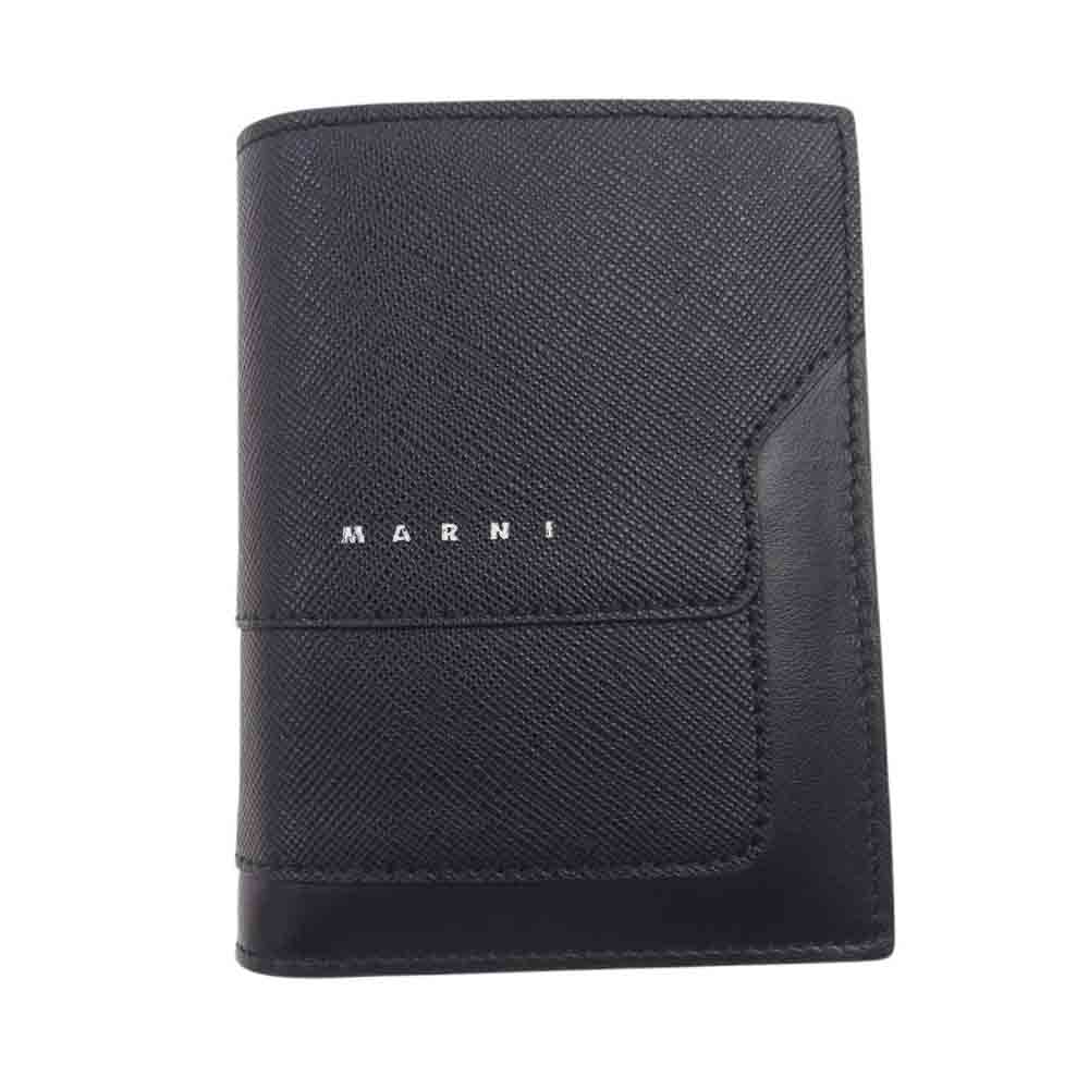 MARNI マルニ バイフォールド レザー 二つ折り 財布 ウォレット ブラック系【中古】