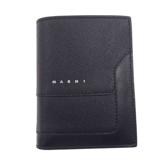 MARNI マルニ バイフォールド レザー 二つ折り 財布 ウォレット ブラック系【中古】