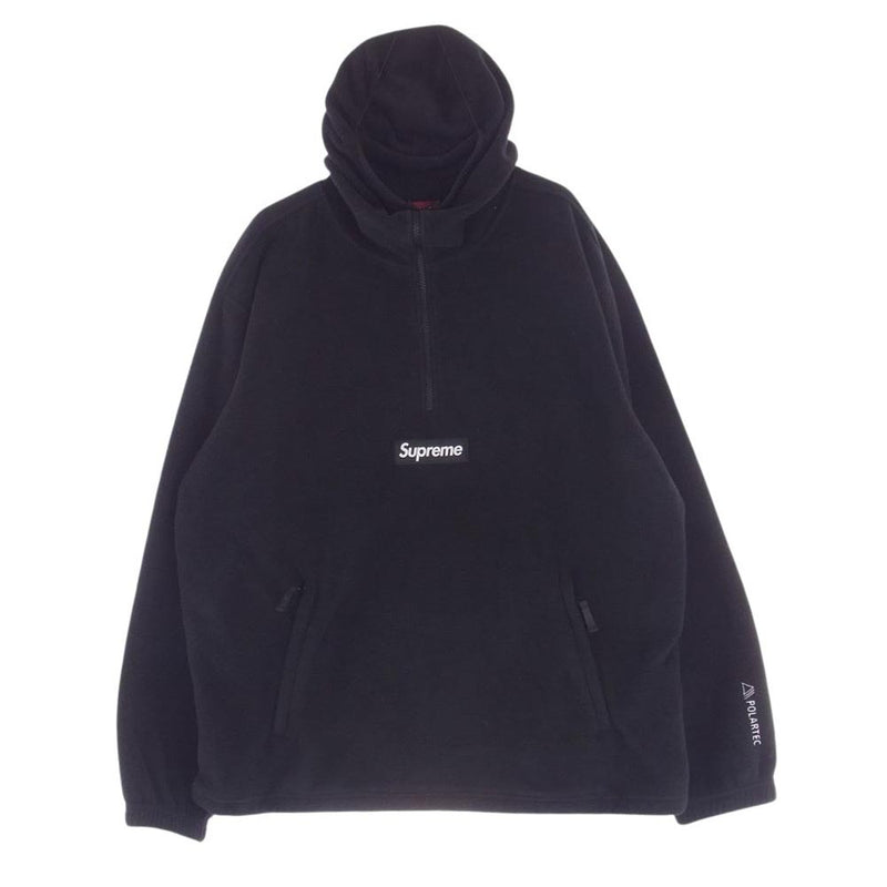 Supreme シュプリーム 21AW Polartec Half Zip Pullover ボックスロゴ ポーラテック ハーフジップ プルオーバー フリース ブラック系 L【中古】