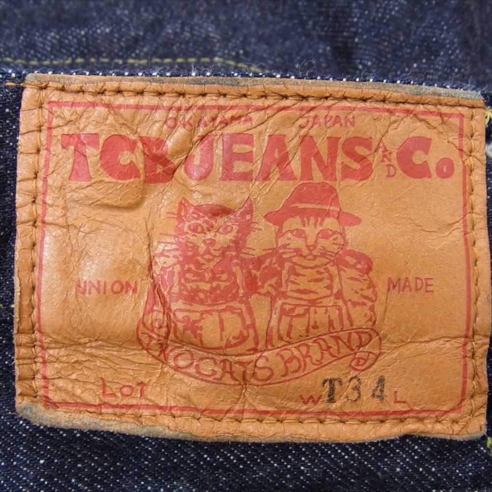 ティージービージーンズ ボタンフライ ストレート デニム パンツ インディゴブルー系 34【中古】