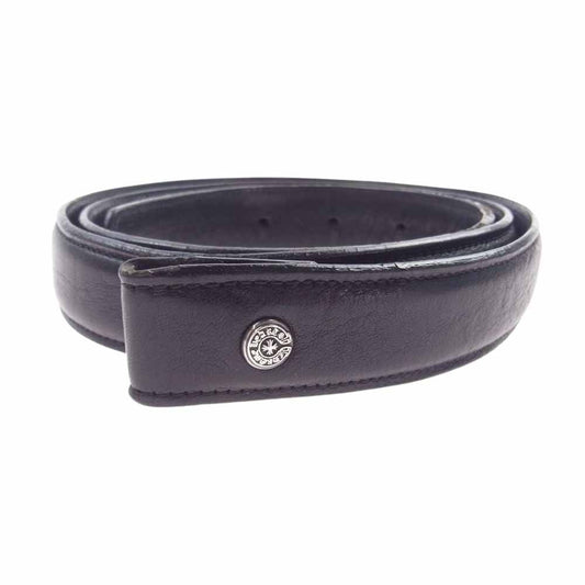 CHROME HEARTS クロムハーツ（原本無） 1.0 Belt Strap スクロール レーベル リベッツ レザー ベルト ブラック系 36【中古】