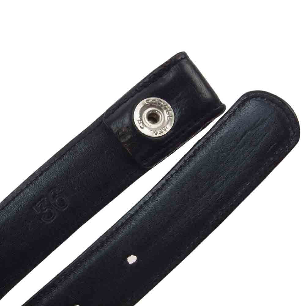 CHROME HEARTS クロムハーツ（原本無） 1.0 Belt Strap スクロール レーベル リベッツ レザー ベルト ブラック系 36【中古】