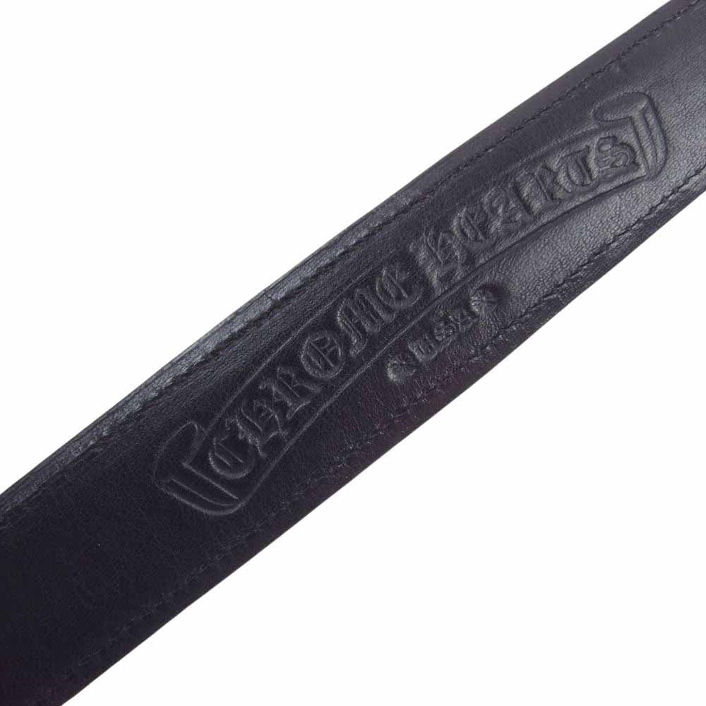 CHROME HEARTS クロムハーツ（原本無） 1.0 Belt Strap スクロール レーベル リベッツ レザー ベルト ブラック系 36【中古】