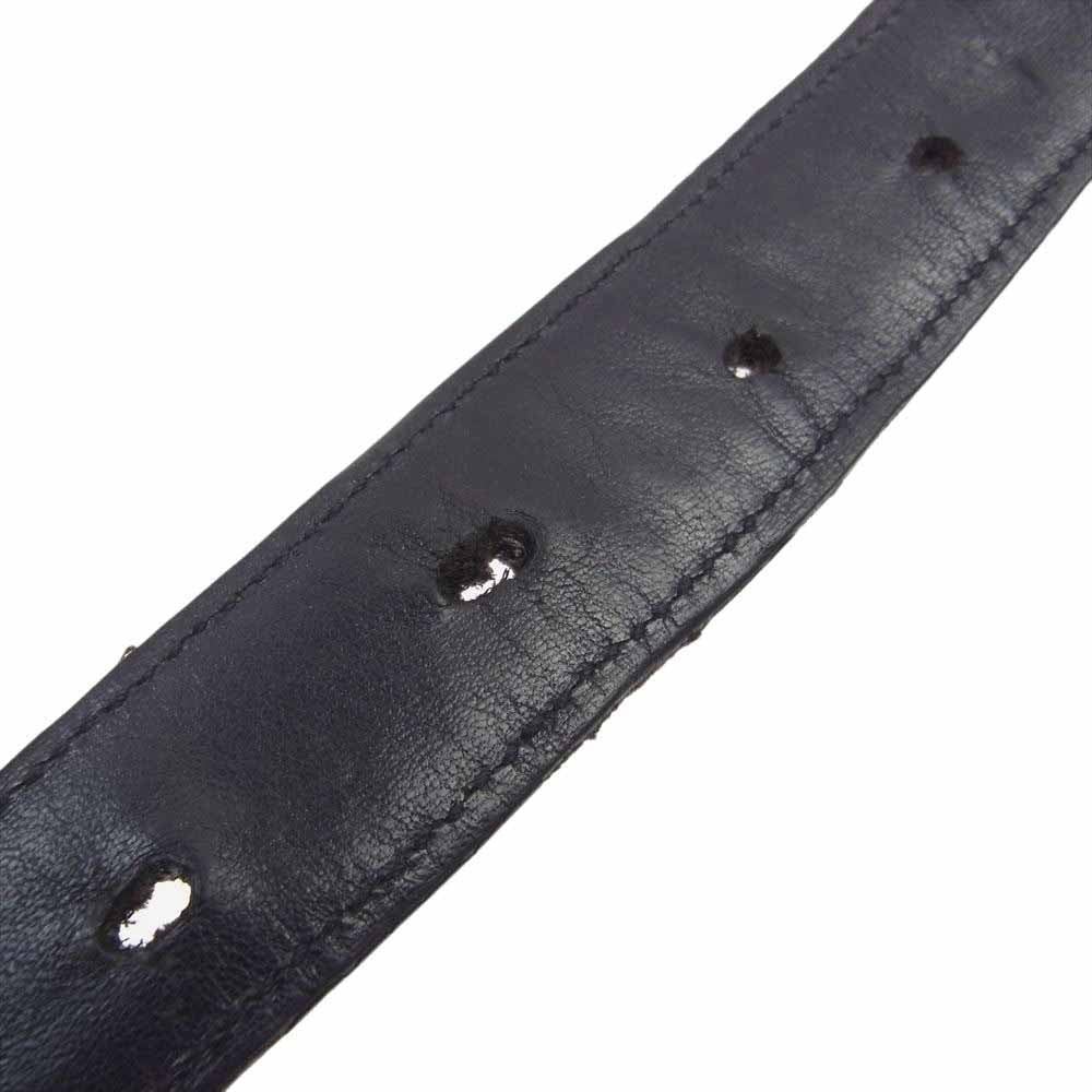 CHROME HEARTS クロムハーツ（原本無） 1.0 Belt Strap スクロール レーベル リベッツ レザー ベルト ブラック系 36【中古】