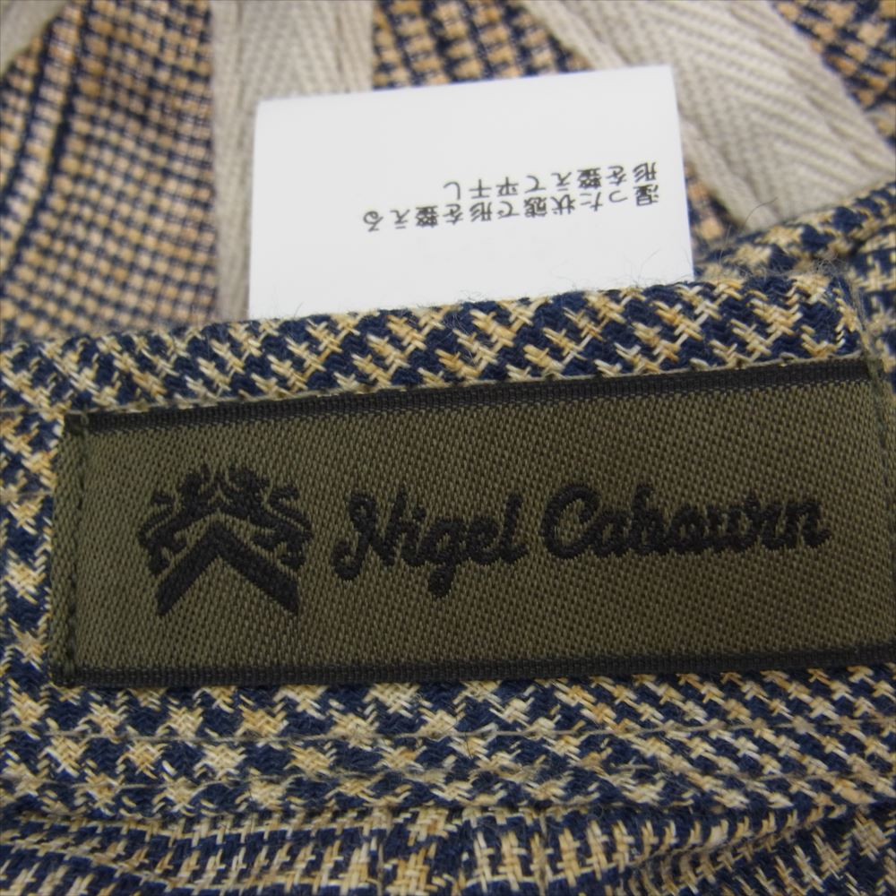 Nigel Cabourn ナイジェルケーボン 8038-00-66001 リネン キャスケット 帽子 ネイビー系 イエロー系 M【美品】【中古】
