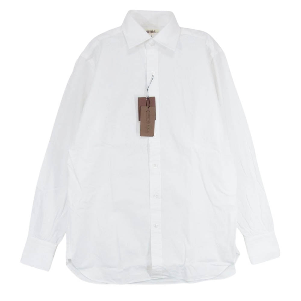 ブリティッシュメイド ブライトン セミワイドカラー シャツ ホワイト系 S【極上美品】【中古】