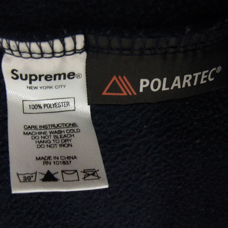 Supreme シュプリーム 18AW Polartec Small Box Crewneck Sweatshirt ポーラテック スモールボックスロゴ クルーネック スウェットシャツ プルオーバー ネイビー系 M【中古】