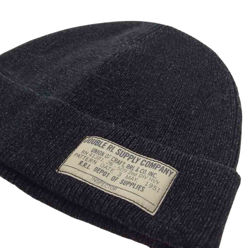 RRL ダブルアールエル ブラックインディゴ ビーニー ニットキャップ グレー系 47cm【中古】