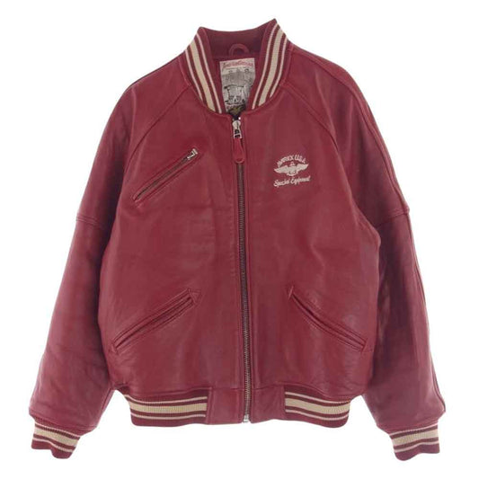 AVIREX アヴィレックス 6181032 SHEEP SKIN VARSITY JACKET シープスキン ヴァーシティ ジャケット スタジャン レッド系 M【中古】
