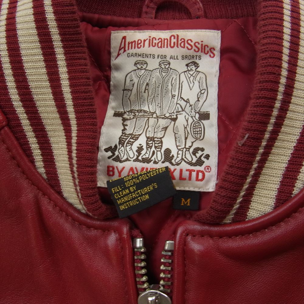 AVIREX アヴィレックス 6181032 SHEEP SKIN VARSITY JACKET シープスキン ヴァーシティ ジャケット スタジャン レッド系 M【中古】