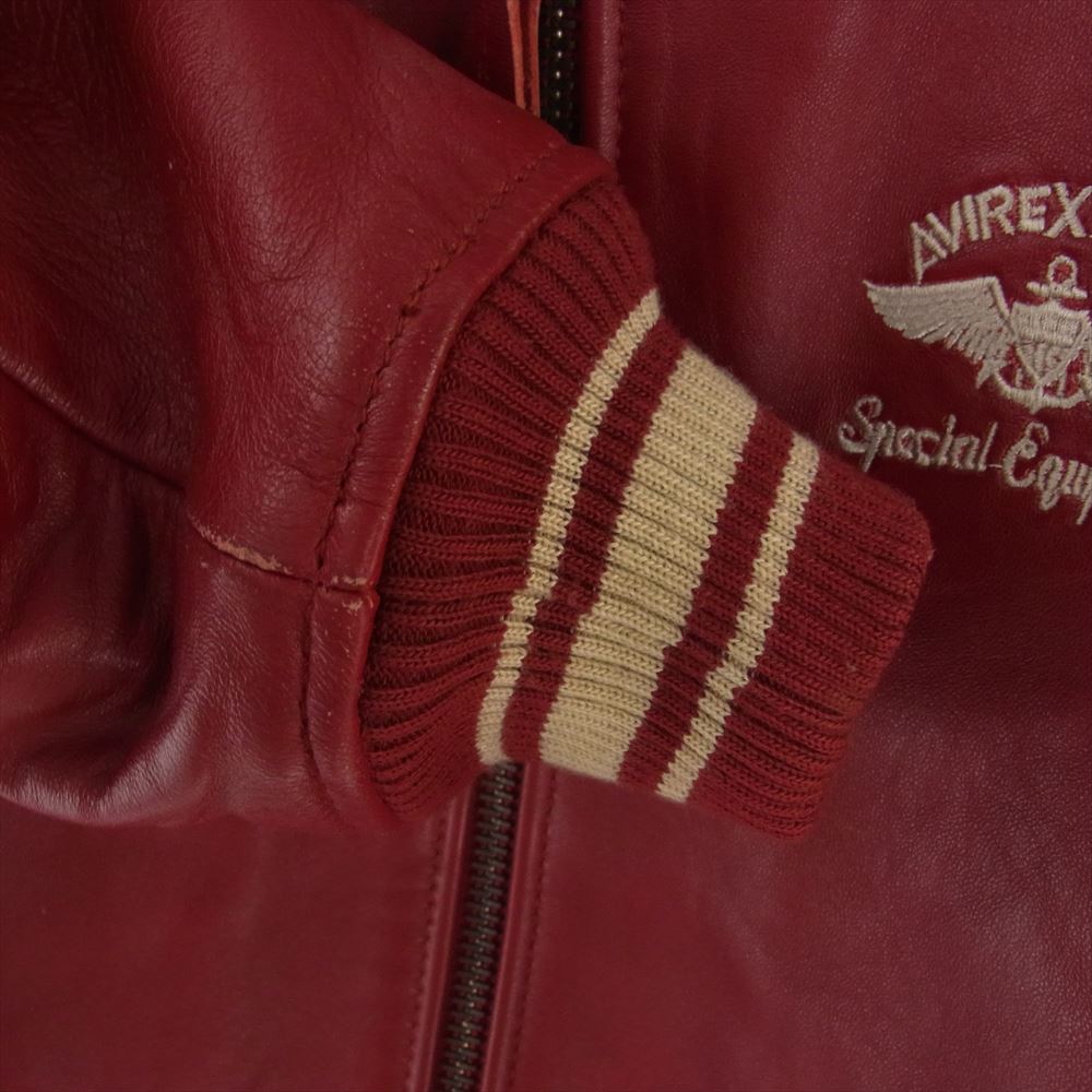 AVIREX アヴィレックス 6181032 SHEEP SKIN VARSITY JACKET シープスキン ヴァーシティ ジャケット スタジャン レッド系 M【中古】