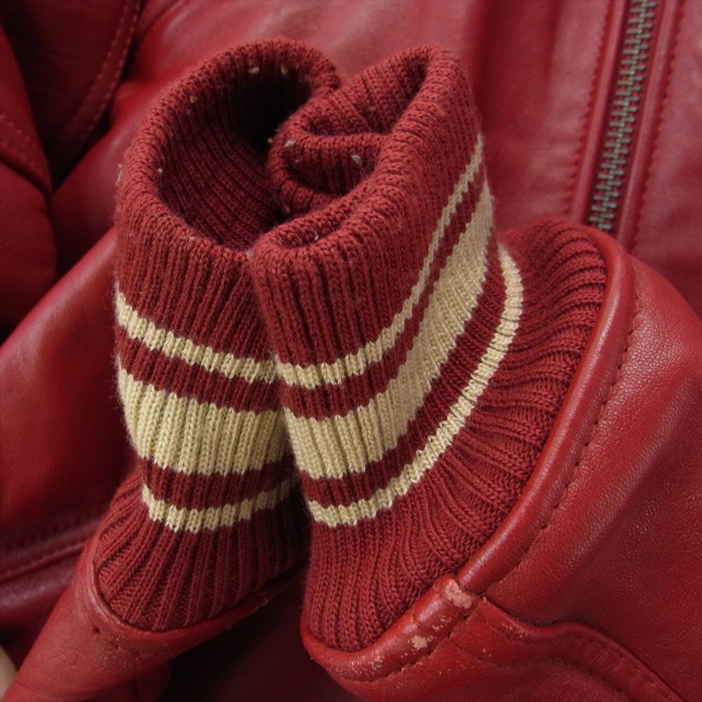 AVIREX アヴィレックス 6181032 SHEEP SKIN VARSITY JACKET シープスキン ヴァーシティ ジャケット スタジャン レッド系 M【中古】