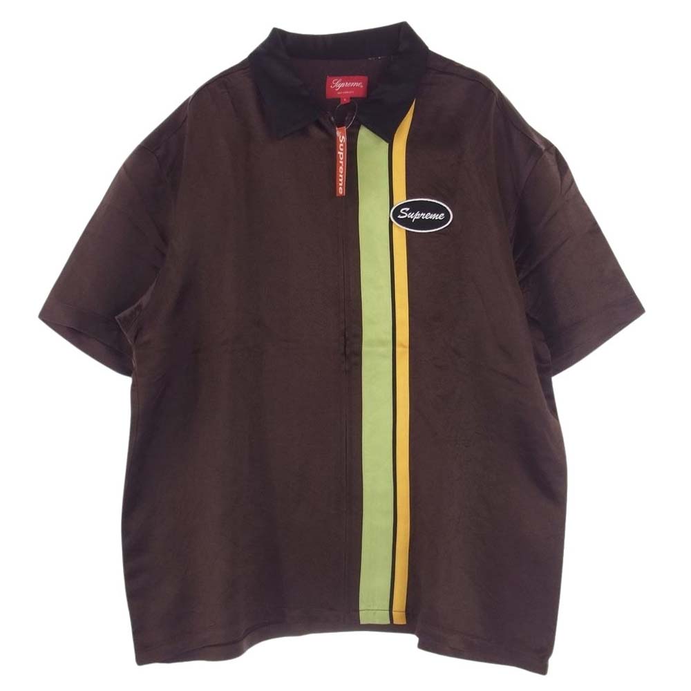 Supreme シュプリーム 22SS Satin Zip Up Work Shirt サテン ジップ アップ ワークシャツ　 ブラウン系 L【新古品】【未使用】【中古】