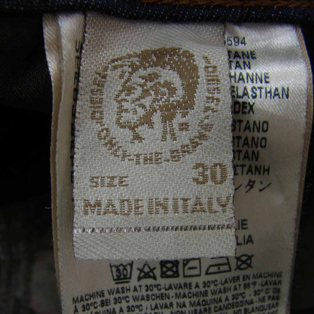 DIESEL ディーゼル DNA イタリア製 THAVAR 田バー ストレッチ デニム ダメージ加工 スキニー パンツ インディゴブルー系 30【中古】