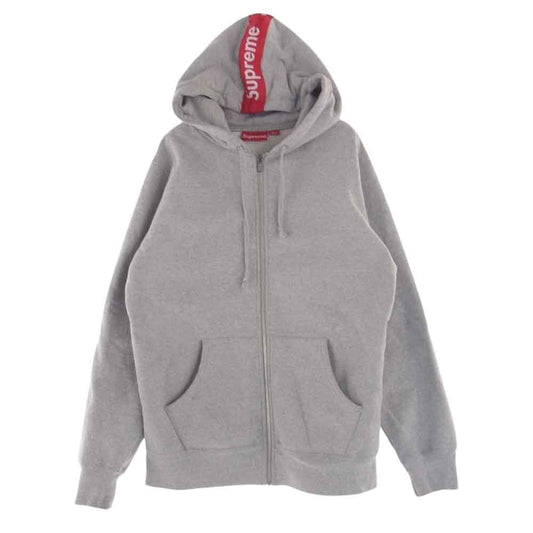 Supreme シュプリーム 14AW LOGO TAPE ZIP UP ロゴ テープ ジップアップ パーカー グレー系 M【中古】