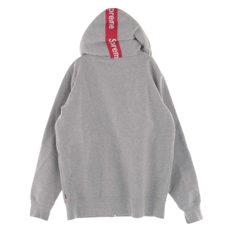 Supreme シュプリーム 14AW LOGO TAPE ZIP UP ロゴ テープ ジップアップ パーカー グレー系 M【中古】