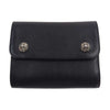 CHROME HEARTS クロムハーツ（原本無） WAVE MINI CRS BTN クロスボタン ウェーブ ミニ 三つ折 レザー ウォレット 財布 ブラック系【極上美品】【中古】