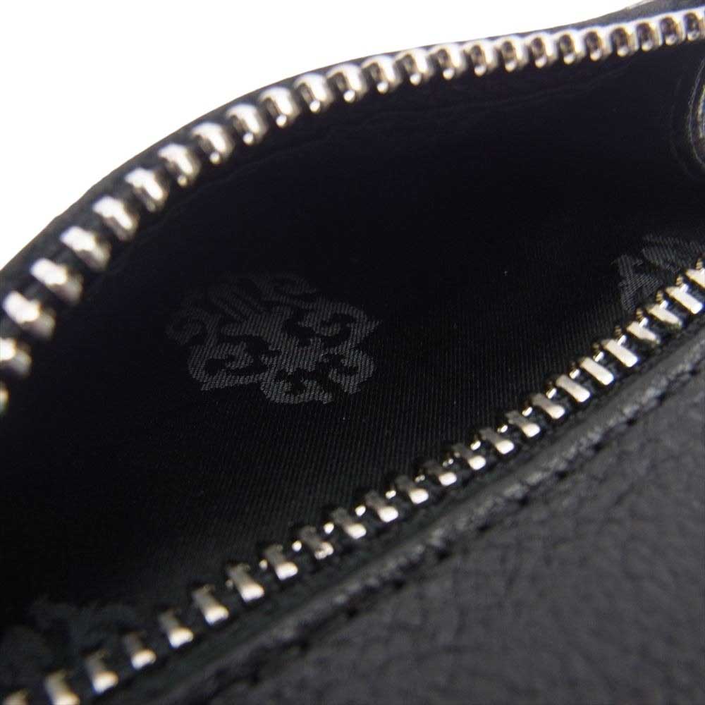 CHROME HEARTS クロムハーツ（原本無） WAVE MINI CRS BTN クロスボタン ウェーブ ミニ 三つ折 レザー ウォレット 財布 ブラック系【極上美品】【中古】