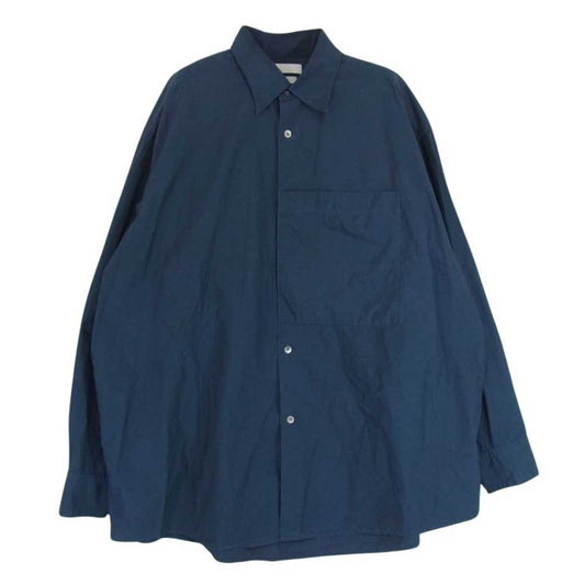 ヨーク 22AW YK22AW0433SH OVERSIZED BIG POCKET SHIRT オーバーサイズ ビッグポケット レギュラーカラー 長袖 シャツ ネイビー系 3【中古】