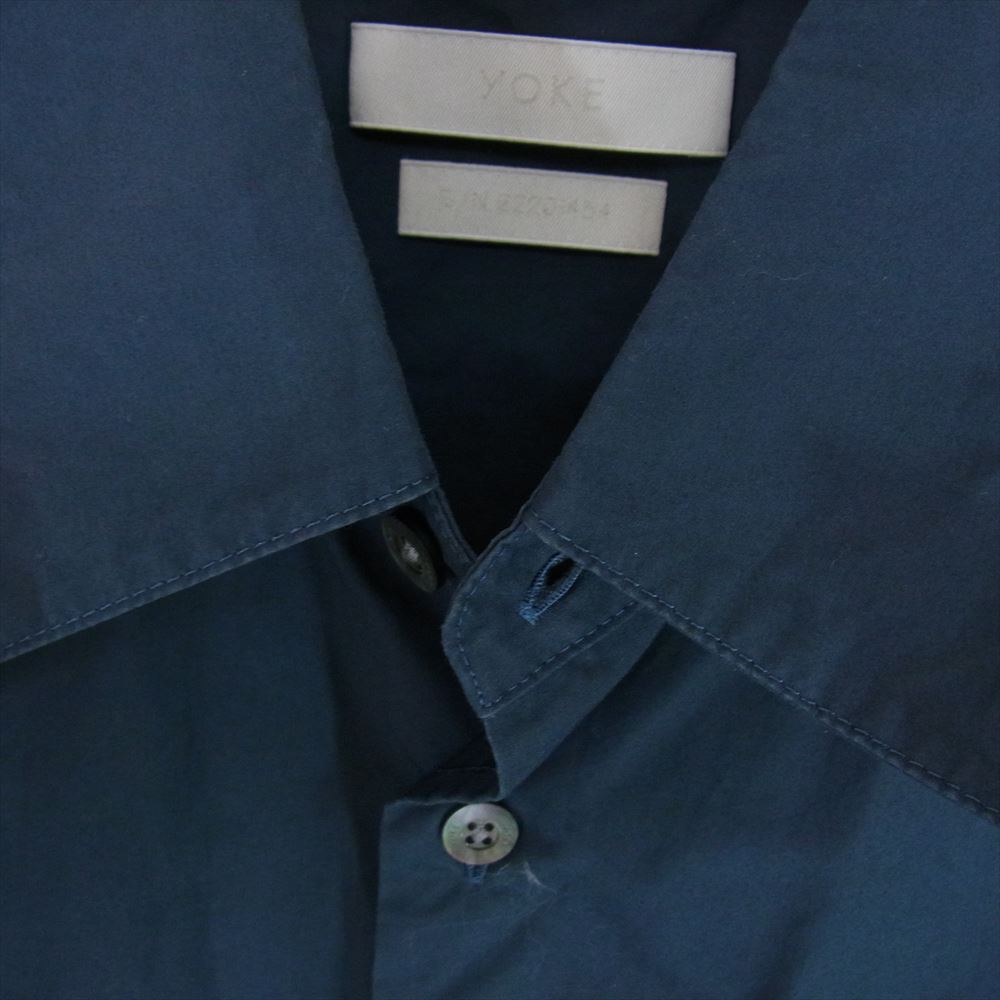 ヨーク 22AW YK22AW0433SH OVERSIZED BIG POCKET SHIRT オーバーサイズ ビッグポケット レギュラーカラー 長袖 シャツ ネイビー系 3【中古】