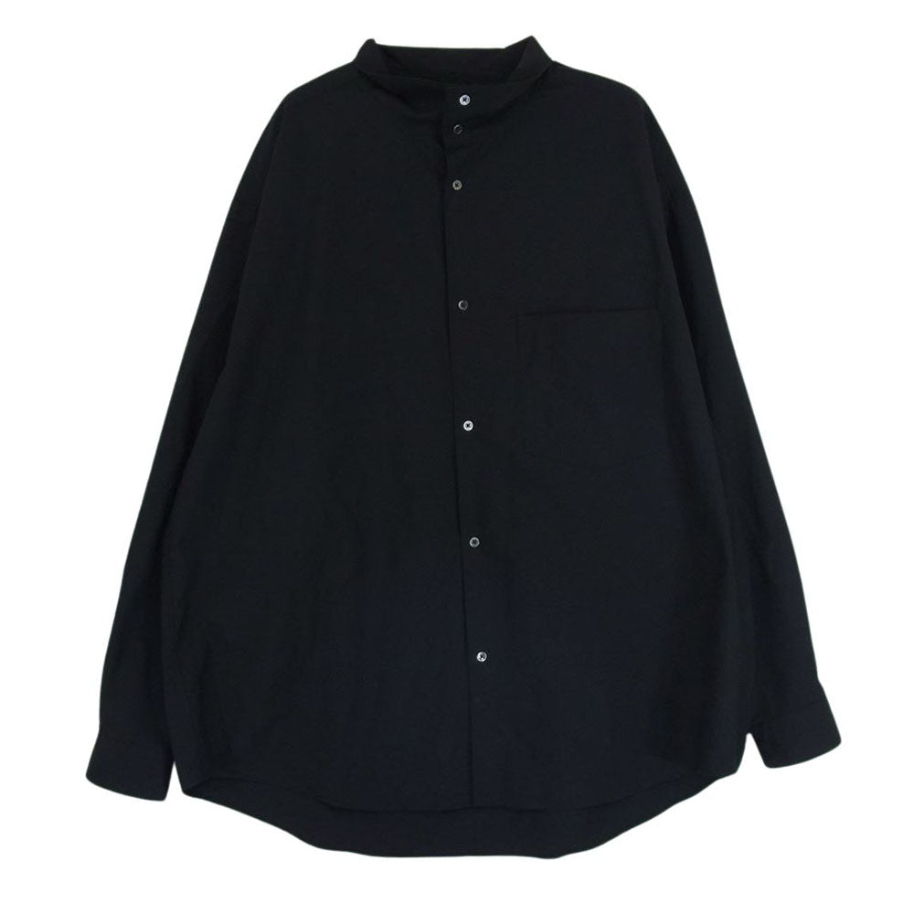 GRAPHPAPER グラフペーパー 21AW GM213-50242 FINEWOOL TROPICAL STANDCOLLAR SHIRT ファインウールトロピカル スタンドカラー オーバーサイズ 長袖 シャツ ブラック系 F【中古】