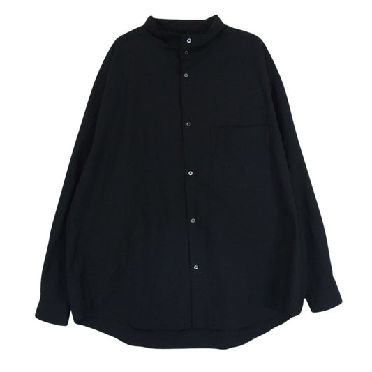 GRAPHPAPER グラフペーパー 21AW GM213-50242 FINEWOOL TROPICAL STANDCOLLAR SHIRT ファインウールトロピカル スタンドカラー オーバーサイズ 長袖 シャツ ブラック系 F【中古】