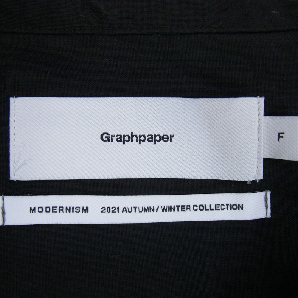 GRAPHPAPER グラフペーパー 21AW GM213-50242 FINEWOOL TROPICAL STANDCOLLAR SHIRT ファインウールトロピカル スタンドカラー オーバーサイズ 長袖 シャツ ブラック系 F【中古】