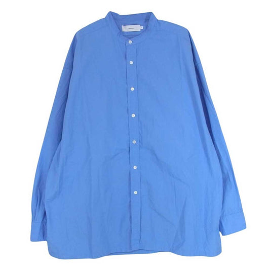 GRAPHPAPER グラフペーパー 22AW GM223-50076B High Count Broad Band Collar Shirt ハイカウント ブロード バンドカラー 長袖 シャツ ブルー系 F【中古】
