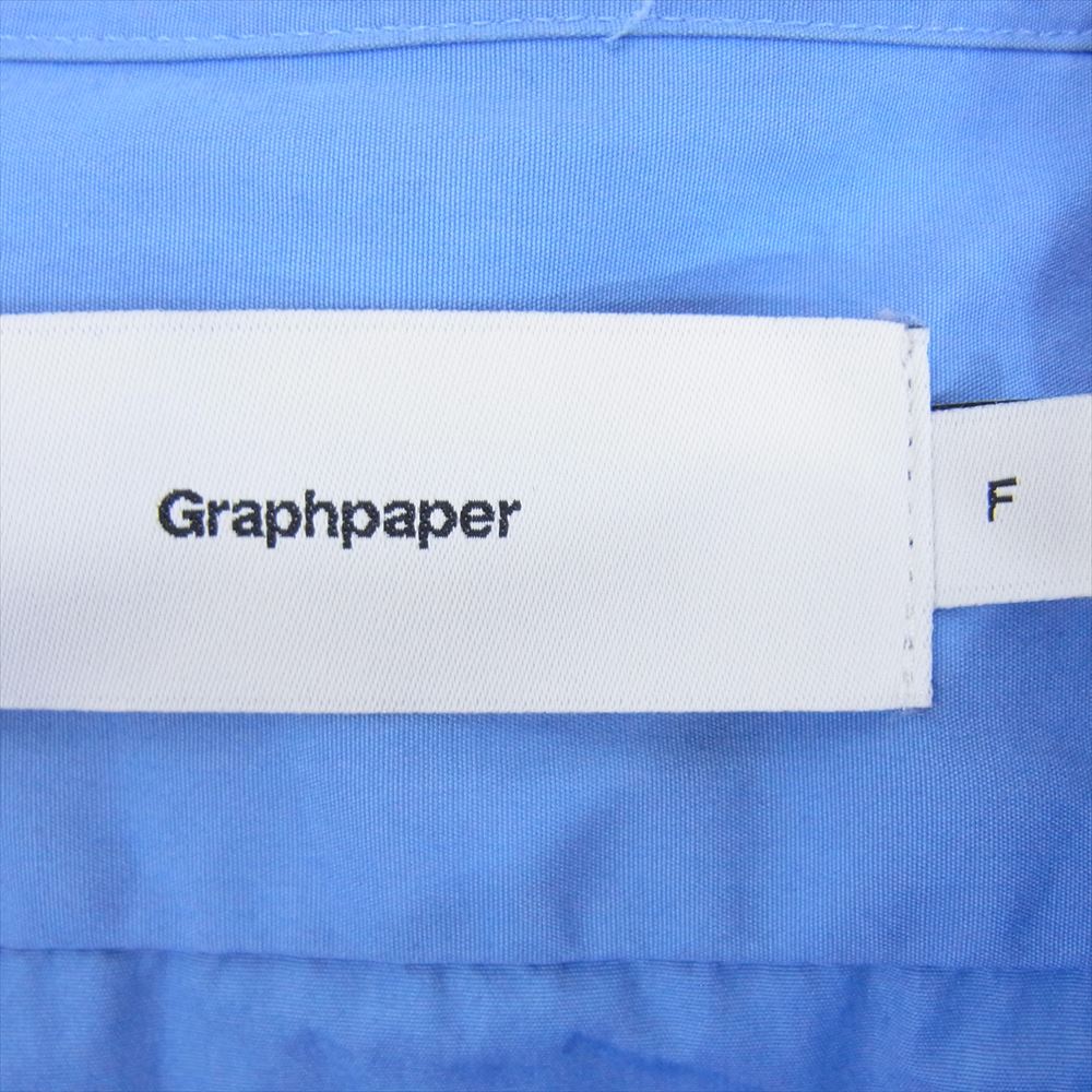 GRAPHPAPER グラフペーパー 22AW GM223-50076B High Count Broad Band Collar Shirt ハイカウント ブロード バンドカラー 長袖 シャツ ブルー系 F【中古】