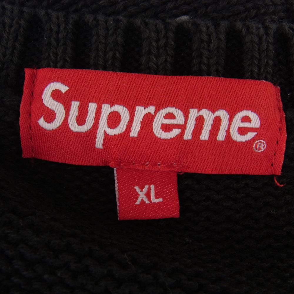 Supreme シュプリーム 23SS  Gonz Poems Sweater ゴンズポエムクルーネック 総柄 ニットセーター ブラック系 XL【中古】