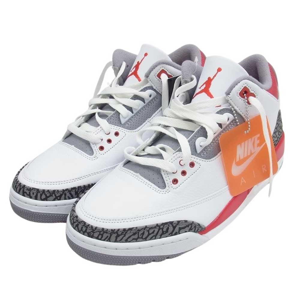 NIKE ナイキ DN3707-160 AIR JORDAN 3 RETRO エアジョーダン3 レトロ ファイヤーレッド スニーカー  ホワイト系 レッド系 28cm【新古品】【未使用】【中古】