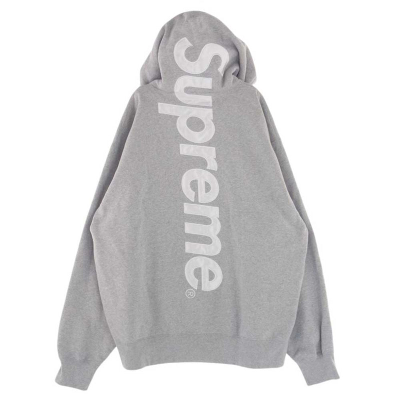 Supreme シュプリーム 22AW Satin Applique Hooded Sweatshirt サテン アップリケ スウェットプルオーバーパーカー フーディ グレー グレー系 XXL【美品】【中古】